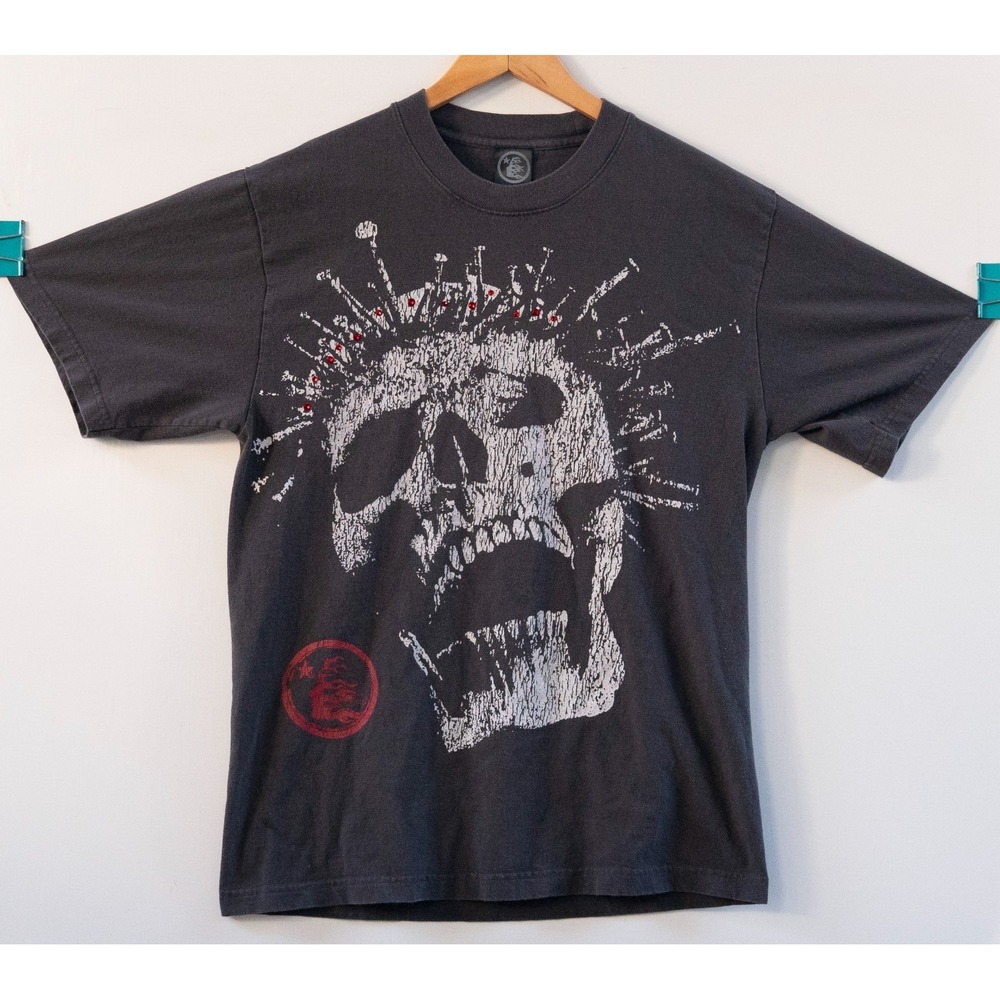 Hellstar Studios Crowned Skull Tee T-Shirt Grey White Size S‎